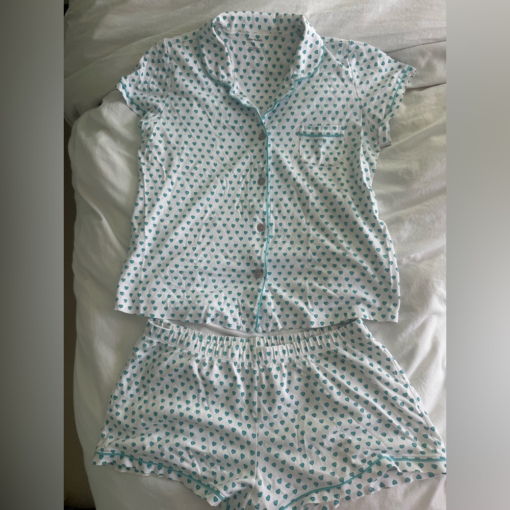 Roller Rabbit Teal Heart Pajama Set